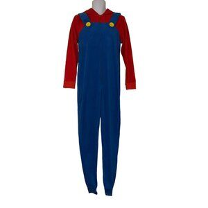 Super Mario Brothers Pajamas Costume Mens L Unionsuit PJs One Piece Halloween